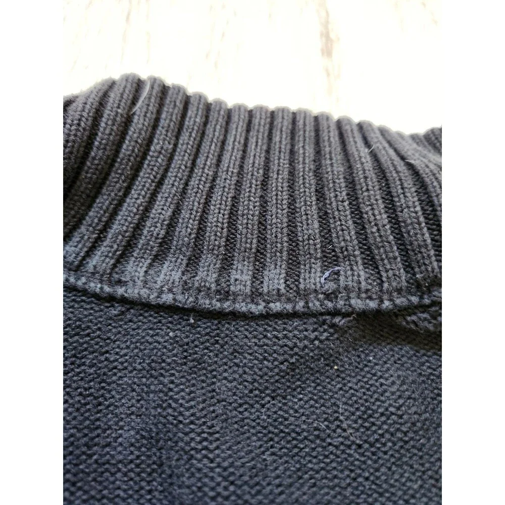 VTG Ralph Lauren Full Zip Sweater Black High Neck Knit Heavyweight Youth L GUC